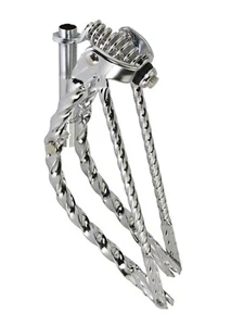 16" BENT SQUARE TWISTED SPRINGER FRONT END FOR 16" BICYCLES 1" CHROME - Picture 1 of 2