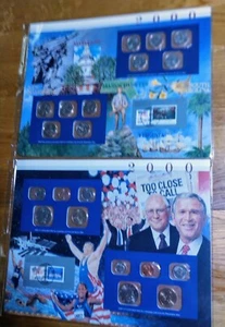 2000 P & D Proof Like, Uncirculated USA Mint Set's 20 Coins + 4 Postal Stamps - Picture 1 of 11
