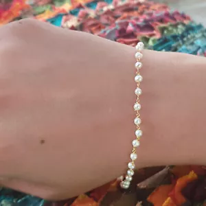 Pulsera de aniversario de piedras preciosas de oro amarillo de 18 K Navidad joyería hecha a mano - Imagen 1 de 6