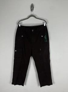 Nwt Lauren Ralph Lauren Cargo Pants Size 10P Brown High Rise Straight Leg Crop - Picture 1 of 11
