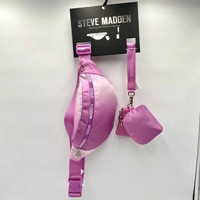 Nuevo Steve Madden Bolso Cinturón Muñequera Bolsa Set de Regalo Ombre Rosa Riñonera Cintura Nylon Foto 1 de 4