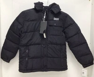 DKNY Boys' Sherpa Lined Winter Puffer Jacket In Black Size M (10/12) - Picture 1 of 5