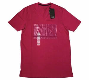 Armani Exchange A|X Men's Fashion Hot Pink V-Neck T-Shirt NWT Free Shipping - Picture 1 of 1