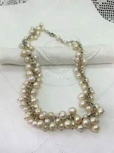 1990s Cultured Freshwater Pearl Sterling Silver Necklet. E469 - Picture 1 of 5