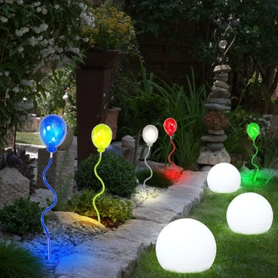 Solarleuchte Stecklampe Außenleuchte LED Garten Ballons Kugeln Erdspieß 8er Set - Bild 1 von 4