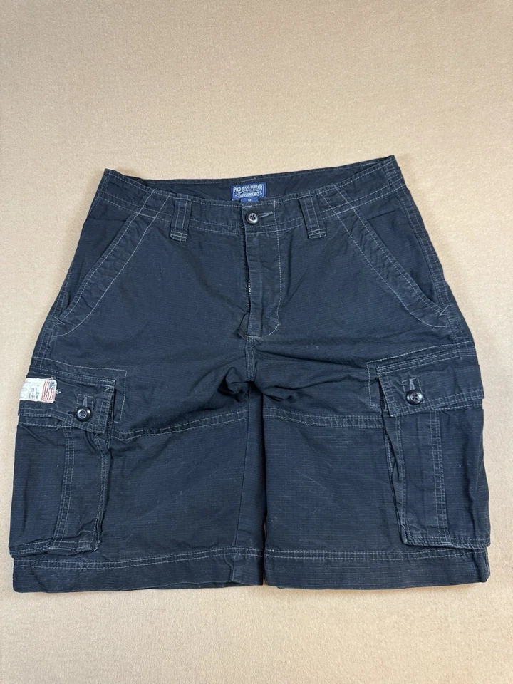 Pantalones Cortos Militares Vintage Y2k Polo Jeans Company Negros Sueltos Carga Para Hombre Talla 32 Foto 1 de 4