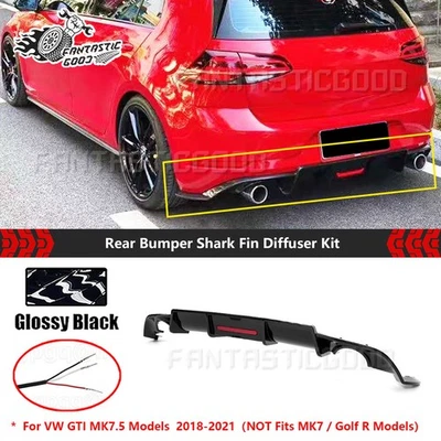 Kit difusor de parachoques trasero estilo V negro brillante para VW GTI MK7.5 18-21 Foto 1 de 4