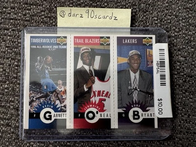 1996 Collector's Choice Kevin Garnett Jermaine O'Neal Kobe Bryant RC Rookie M129 - Image 1 of 2