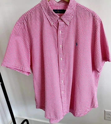 Ralph Lauren Pink Seersucker Button Down Shirt Mens XXL Preppy Pony Old Money - Image 1 of 4