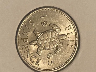 Fiji 🇫🇯 6 Pence 1965 Sixpence Six Cents coin. Sea Turtle. Elizabeth ll - Image 1 of 4