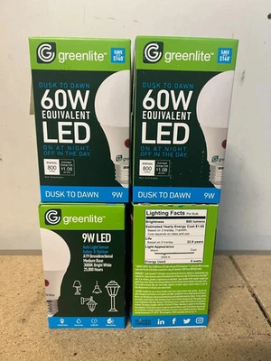 4 pack Dusk To Dawn LED  9W = 60watt Security Light Bulb Bright White 3000k A19 - Image 1 of 4