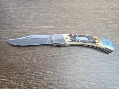 Faca Lockback Vintage Schrade Uncle Henry LB8 “Papa Bear”, Estilo Veado, Níquel - Imagem 1 de 4