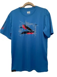 Helly Hansen Blue Hydropower ocean power T-Shirt Logo On Sleeve Size Large HH - Picture 1 of 6