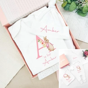 Personalised Pink Rabbit Hamper Clothing Gift Set - Picture 1 of 3
