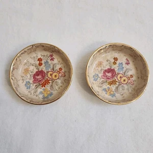 Vintage Sandland Ware Floral Trinket Dish Sauce Tea Bag Rest Butter Pat England - Picture 1 of 12