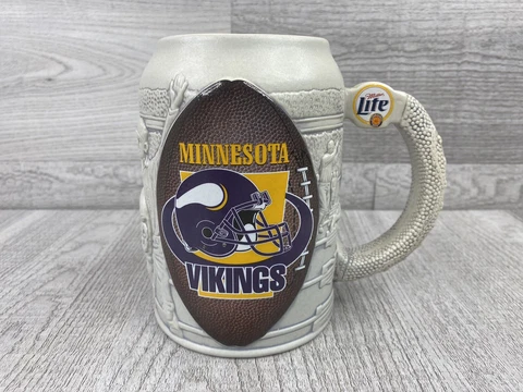 NFL Minnesota Vikings Miller Lite 2nd Series Mug Stein 1999 3D images 6” Cover