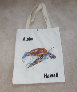 Aloha SEA TURTLE Hawaiian Luau Tiki Canvas Reusable Tote Bag Beach Vacation