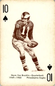 1963 Green Back Norm Van Brocklin Philadelphia Eagles #10 Spades - Imagen 1 de 2
