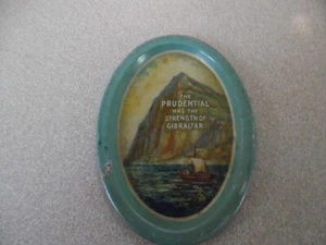 Vintage Prudential Insurance Strength of Gibraltar Tin Tip 3.5" Oval Tray - Picture 1 of 3