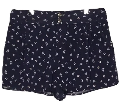 Pantalones Cortos Lauren Conrad Azul Marino Floral Crepé Talla 8 Foto 1 de 4