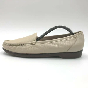 SAS Simplify Pearl White Leather Casual Comfort Loafer Flats Womens 9 S Narrow - Picture 1 of 10