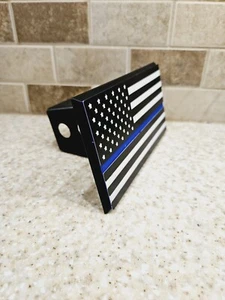 Thin Blue Line America Flag Plastic Trailer Hitch Cover Car-Truck-SUV 2" Hitch - Picture 1 of 5
