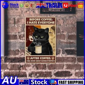 Coffee Cat Metal Tin Sign Plaque for Bar Pub Club Cafe Garage Wall Home Decor AU - Picture 1 of 9