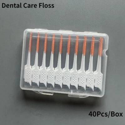 40 piezas/caja de hilo dental para el cuidado dental, palillos de dientes, palos interdentales, cepillo limpio Foto 1 de 4
