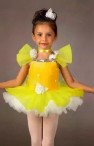 Little Miss Child X-Small Dance Costume Yellow Sunshine Ballet Jazz Tap Tutu New - Picture 1 of 3
