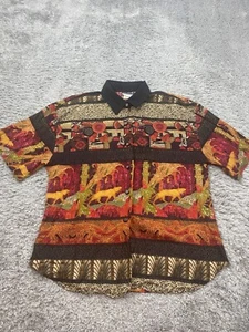 Caliche Collection Top Women Large Fair Isle Autumn Aztec Button Up Shirt Vtg - Picture 1 of 9