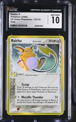 Cartão Pokemon CGC 10 Raichu Holo 15/110 EX Holon Phantoms 2006 - Imagem 1 de 3