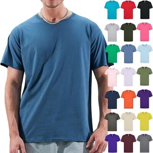 Herren T-Shirt 100% Baumwolle Tee Rundhals Freizeit Kurzarm Regular Uni Oberteil - Bild 1 von 31