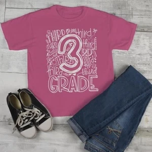 Kids Cute 3rd Grade T Shirt Typography Cool Tee Boy's Girl's Grade 3 Third Back  - Picture 1 of 17