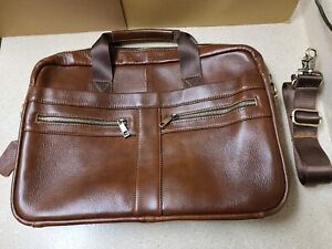 Men Genuine Cowhide Leather Briefcase Document Bag Coffee Color Brand New