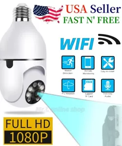 Wireless Security 360° 1080P IP E27 Light Bulb Camera Wi-Fi IR Night Smart Home  - Picture 1 of 7