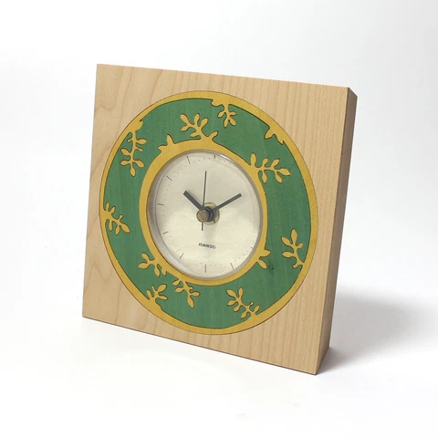 Vintage Large Hand Made Inlaid Wood Table Clock by Famwood NEW Cover