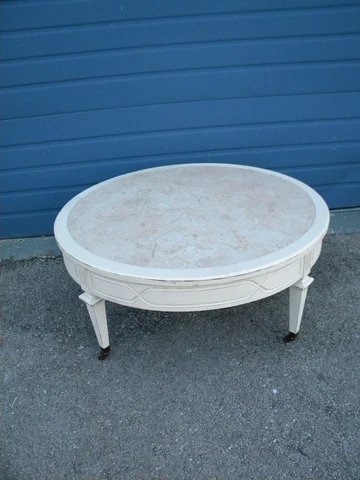 French Round Distressed Painted Coffee Table 6479 Cover