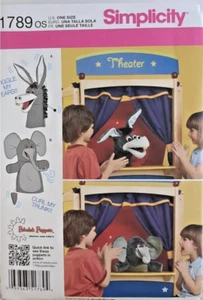 Simplicity 1789 Donkey Elephant Pakaluk Theater Play Hand Puppets Craft Pattern - Picture 1 of 2