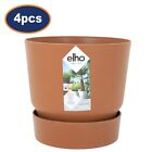 Flower Pot Planter Round Ginger Brown Plastic Indoor Outdoor Garden 24.5cm 4Pcs