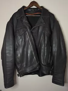 Chaqueta de cuero pesada gruesa negra sin marca 2XL • Cremallera • Ventilada • Bolsillos - Imagen 1 de 24
