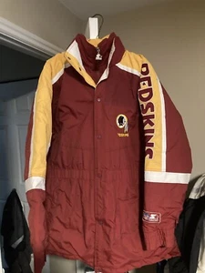Vintage Washington Redskins Starter Jacket XL Down Trench Coat Mint Commanders - Picture 1 of 2