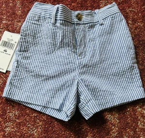 Ralph Lauren Baby Boy Shorts Size 9 Mos. NEW Blue Seersucker - Picture 1 of 4
