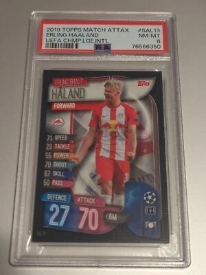 2019 Topps Match Attax UEFA Champions Erling Haaland RC #SAL13 PSA 8 Salzburg - Image 1 of 2