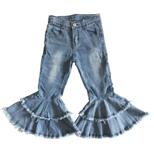 Hellblaue Denim Double Flare Jeans Schlaghose für Mädchen - Bild 1 von 1