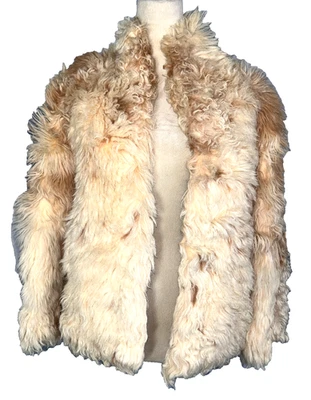 Chaqueta Abrigo Piel Oveja Cordero Mongol Crema Rizado Peludo Años 70 De Colección Foto 1 de 4
