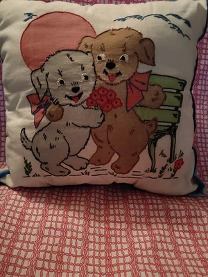 Almohada vintage Vogart cachorro cachorro enamorado 13' cuadrados  Cosido y relleno ¡¡Buen trabajo!!! Foto 1 de 4