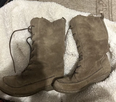 Botas confortáveis de camurça com cadarço meia panturrilha Sam Edelman Mateo marrom pele sintética tamanho 8.5 - Imagem 1 de 4