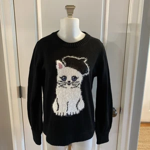 Karl Lagerfeld Paris Katze in Pailletten Baskenmütze Choupette Pullover schwarz Frankreich Gr. M - Bild 1 von 11
