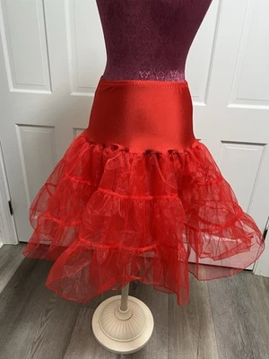 Красная кринолиновая юбка размер L — многослойная тюлевая нижняя юбка 50-х рокабилли - Изображение 1 из 4