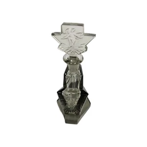 Bottiglia profumo vintage Art Deco taglio fumè cristallo con tappo design ballerina inciso 6" - Foto 1 di 18